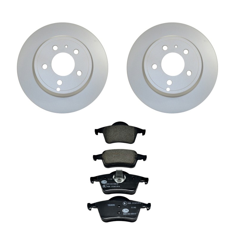Hella Rear Rotors Low-Met Disc Brake Pad Kit For Volvo V70 AWD B5244T 2000
