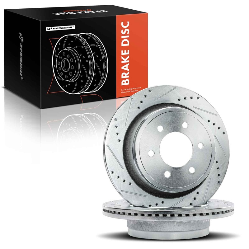 A-Premium Rear Drilled Brake Rotors for Ford F-150 6-Lug Manual Parking Brake gallery