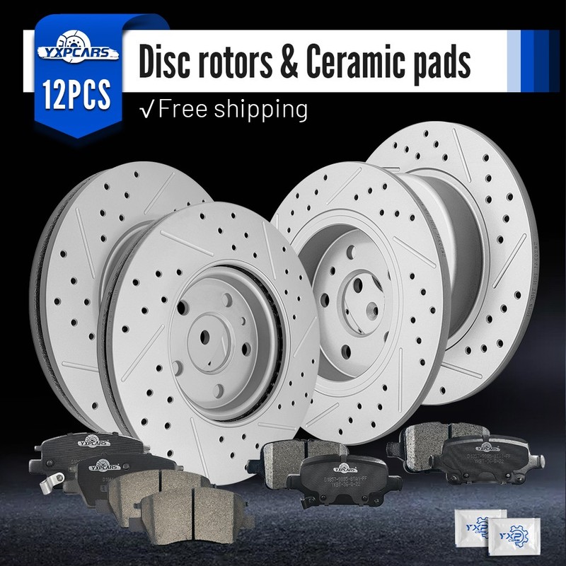 Front Rear Drilled Rotors And Brake Pads for 2016-2023 Chevy Cruze Volt Bolt EUV