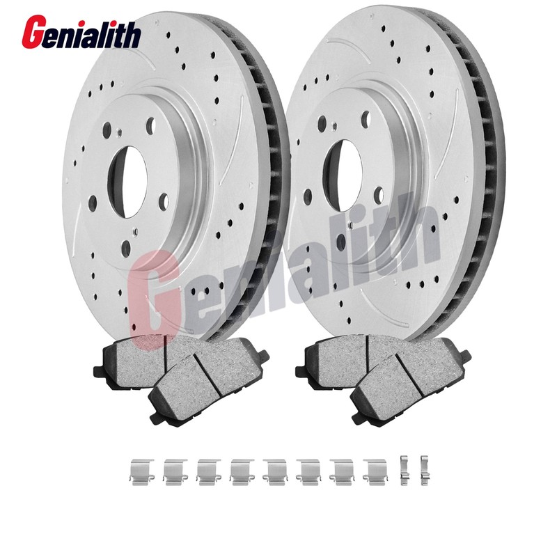 Front Drilled Slotted Rotors Brake Pads Kit for 2001-2006 2007 Toyota Highlander