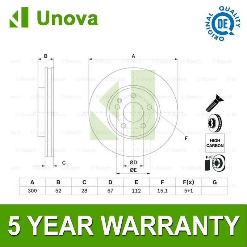 Brake Disc Front Unova Fits Mercedes Vito 2014-2024 MARCO POLO 2020-2024