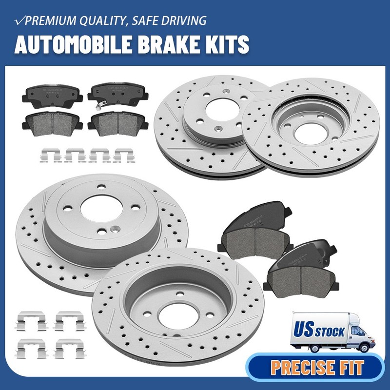 Front & Rear Disc Brake Rotors Ceramic Pads for 2012-2016 2017 Hyundai Accent