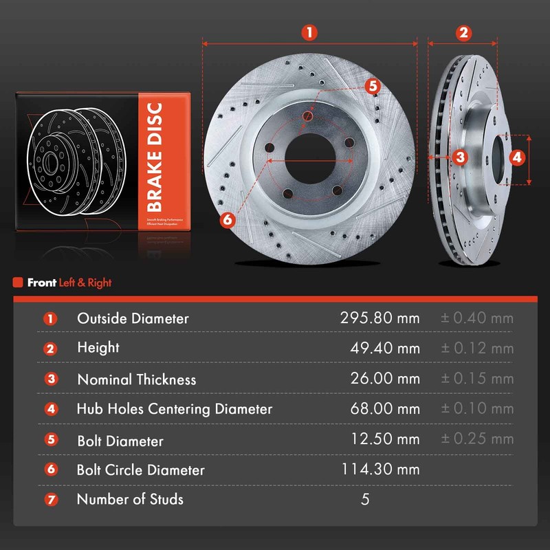 New Drilled Brake Rotors for Nissan Altima 2007-2019 295.8mm Front Left & Right gallery