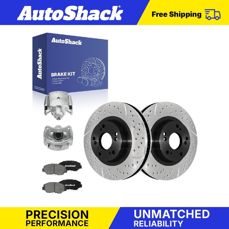 Front Drilled Slotted Brake Rotors Pads Calipers for Honda, Civic 2012-2015