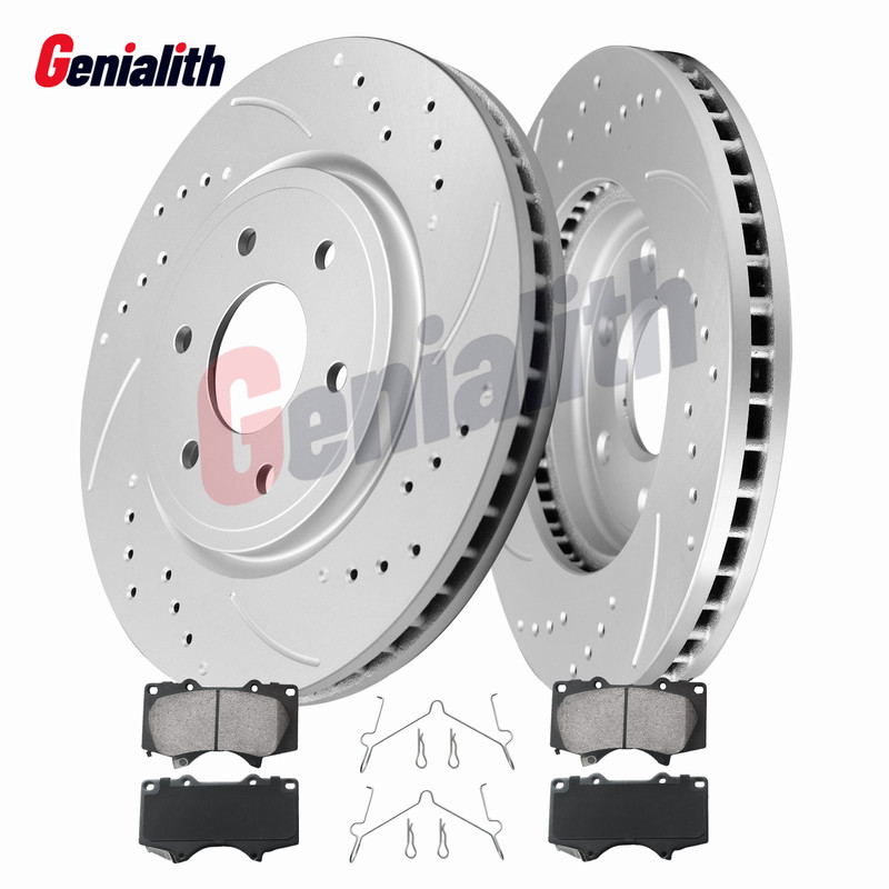 For Toyota Tundra 2000 – 2006 Front Disc Drilled Rotors + Ceramic Brake Pads