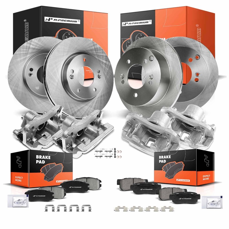 Front & Rear Disc Brake Rotors & Pads & Calipers for Hyundai Sonata Kia Optima