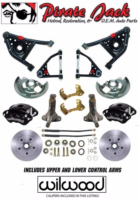 1968-1974 Chevy Nova Disc Brake Kit Tubular Control Arms Wilwood Black Calipers