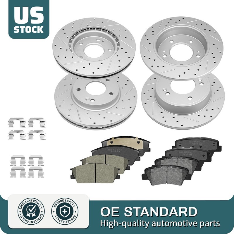 Front Rear Brake Disc Rotors & Ceramic Pads For Hyundai Venue Kia Soul 2019-2022