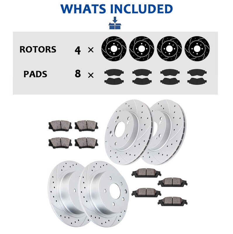 Front & Rear Brake Rotors Pads Kit fit for Honda Civic 2006-2011 Drilled Brakes gallery