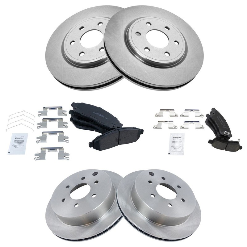 TRQ Front Rear Brake Rotor & Premium Posi Ceramic Brake Pads for Nissan gallery