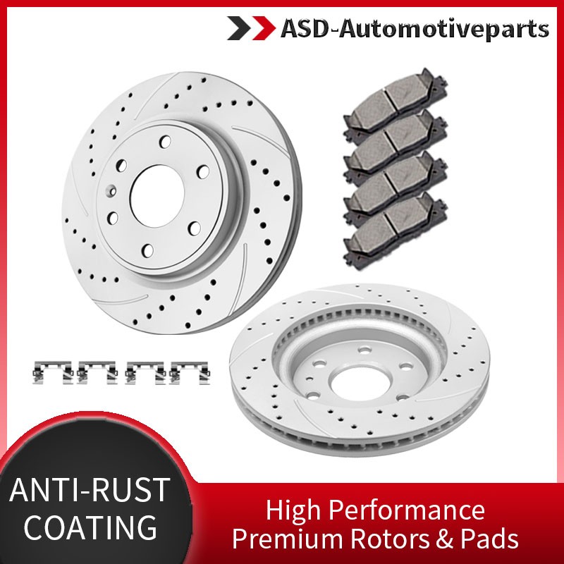 For GMC Acadia Buick Enclave Chevy Traverse Front Drilled Rotors Brake Pads Kit