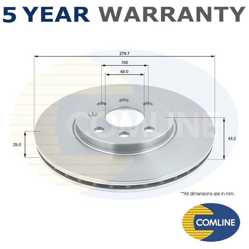 Comline Front Brake Disc Fits Vauxhall Astra Combo Meriva + Other Models #1