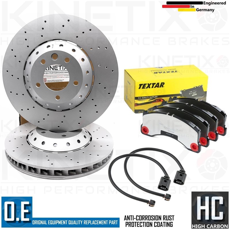 FOR PORSCHE CAYENNE 3.6 GTS 2015- FRONT BRAKE DISCS TEXTAR PADS SENSORS 390mm