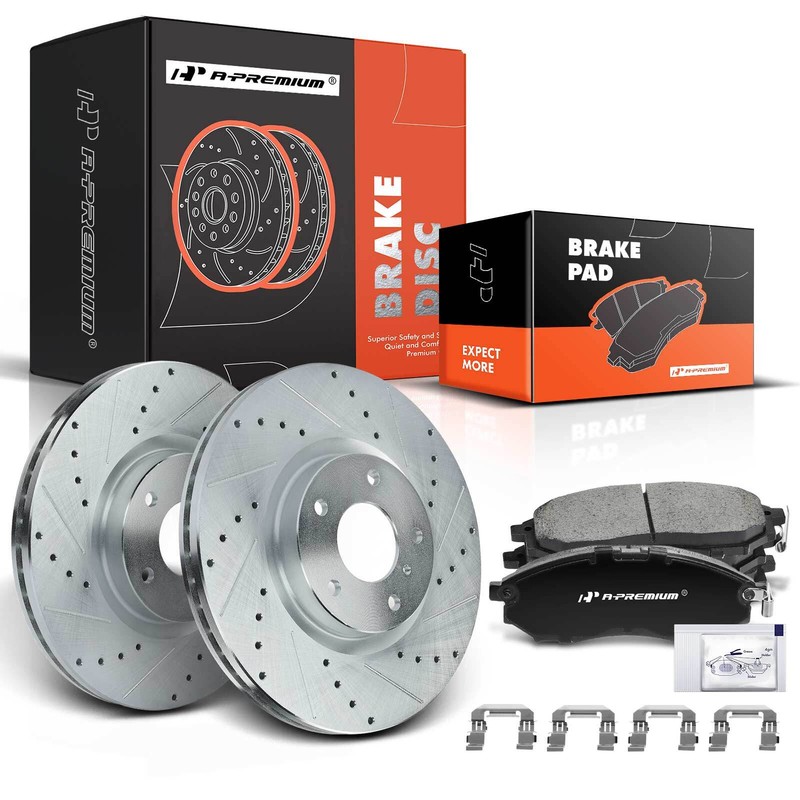 A-Premium Front Drilled Brake Rotors & Ceramic Pads for Nissan Murano 11-14 370Z