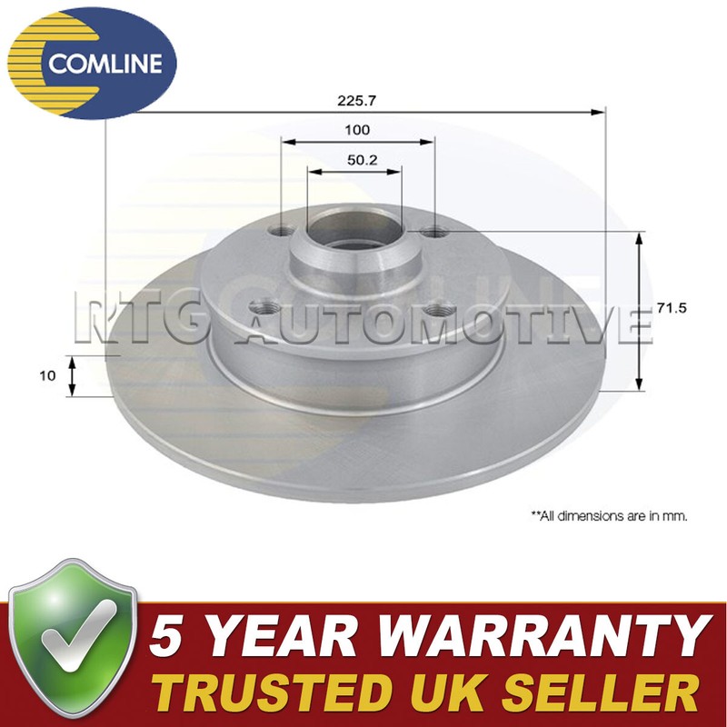 Comline Rear Brake Disc Fits VW Golf 1976-2002 Polo 1995-2002 Corrado 1988-1� #1