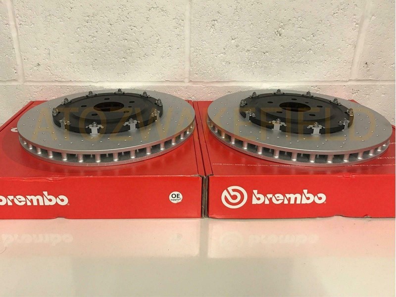 FOR NISSAN GTR R35 3.8 V6 FRONT GENUINE 2 PIECE FLOATING BREMBO BRAKE DISCS PAIR gallery
