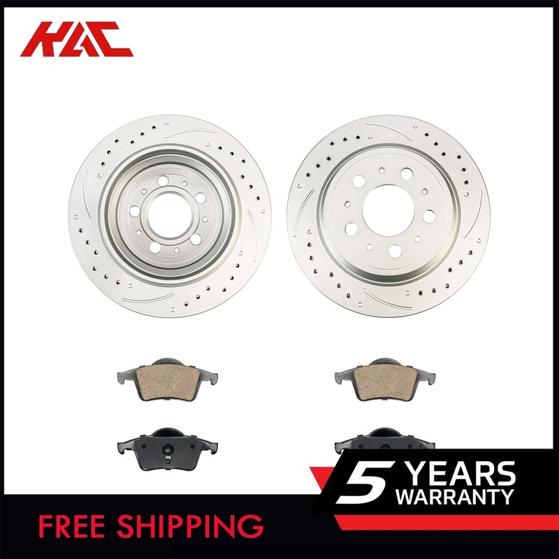 34206 795 Rear Disc Rotors + Brake Pads for Volvo V70 2002-2003 Volvo S80 99-06