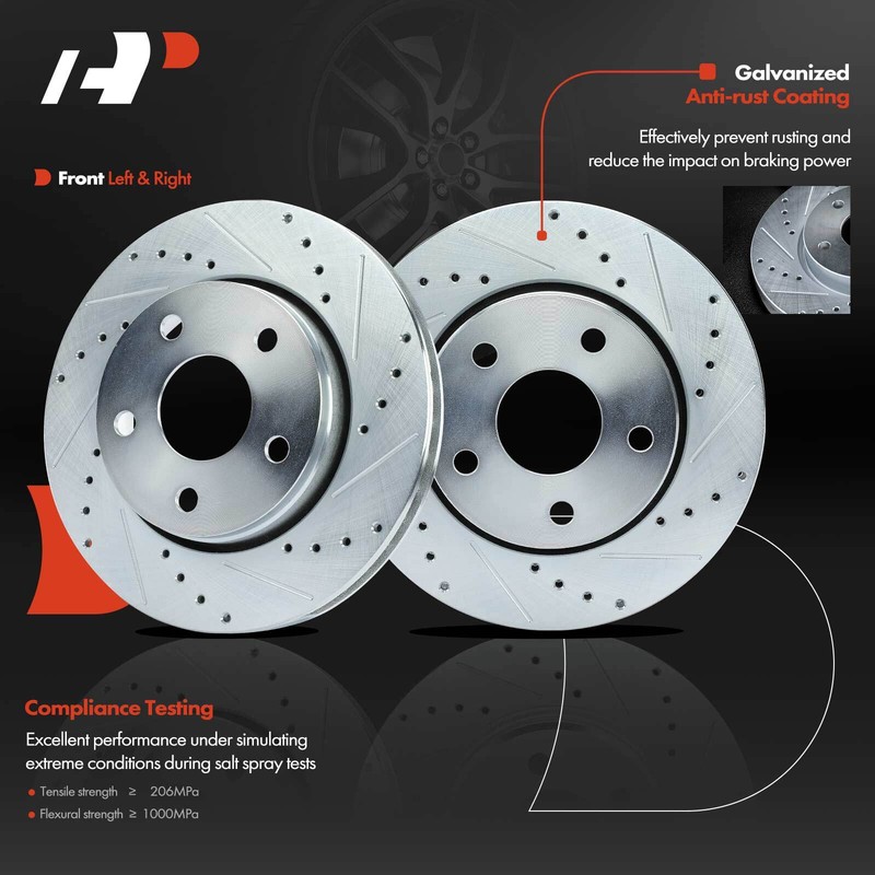 A-Premium Front Drilled Brake Rotors & Pads+Wheel Hub Bearing for Jeep Wrangler gallery