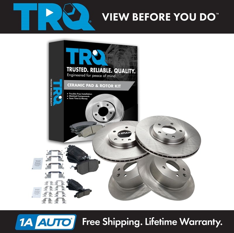 TRQ Front & Rear Ceramic Brake Pad & Disc Rotor Kit for Nissan Maxima