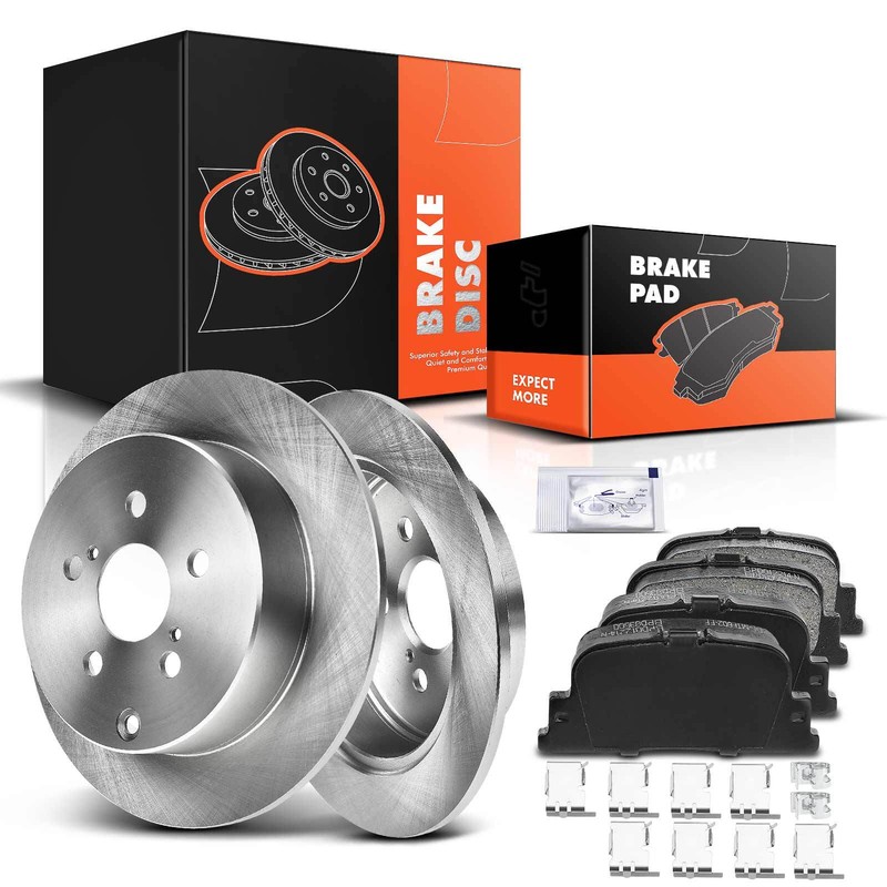 Rear Side Disc Brake Rotors and Ceramic Brake Pads for Scion tC 2005-2010 2.4L