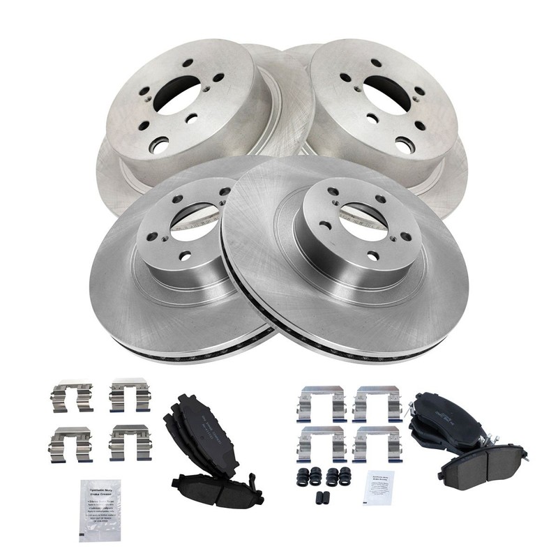 TRQ Front & Rear Premium Posi Ceramic Disc Brake Pads & Rotors Kit for Subaru gallery