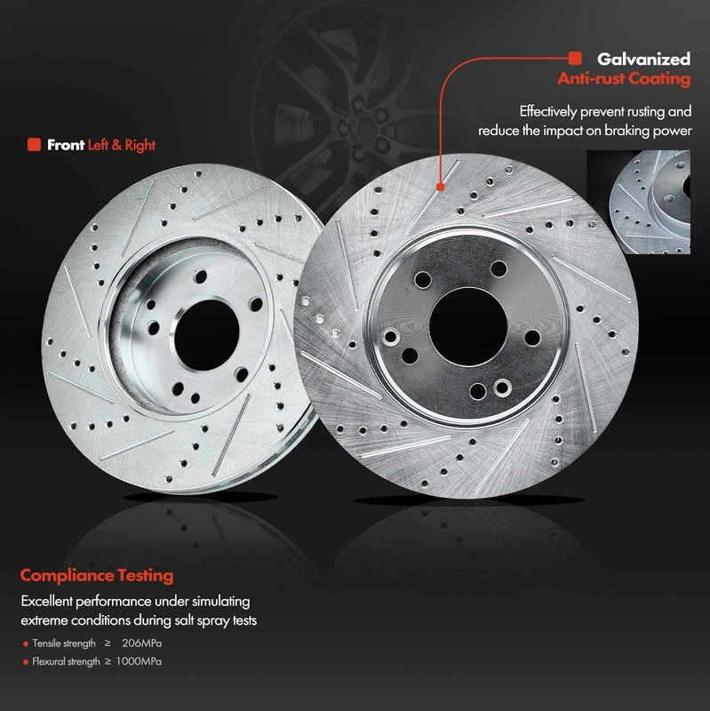 Front and Rear Drilled Brake Rotor & Ceramic Brake Pads for Mercedes-Benz CLK320 gallery