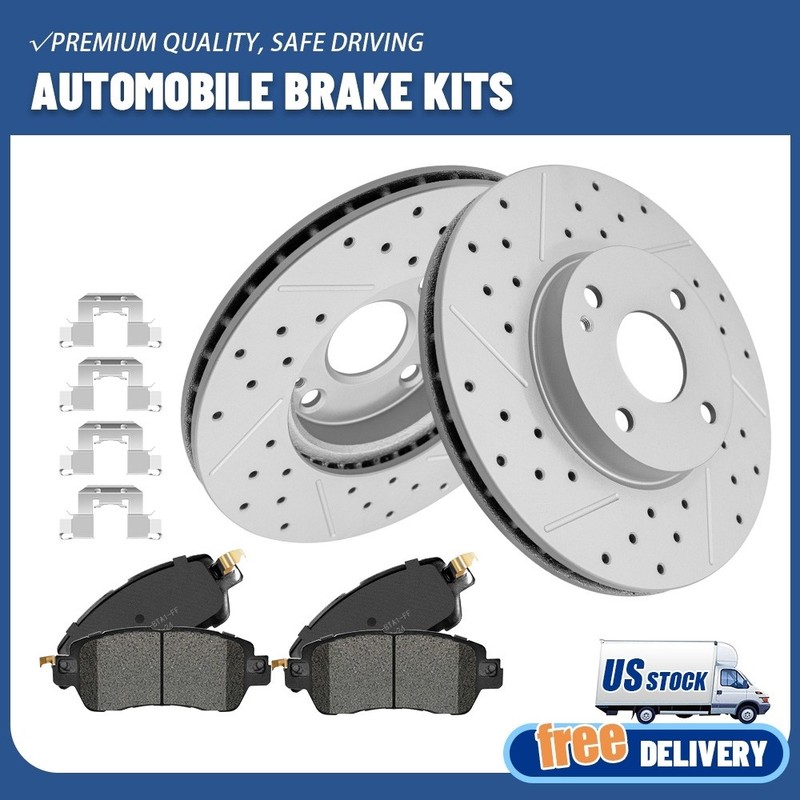 Front Drilled Rotors & Brake Pads for 2017-2018 Toyota Yaris iA 2016 Scion iA