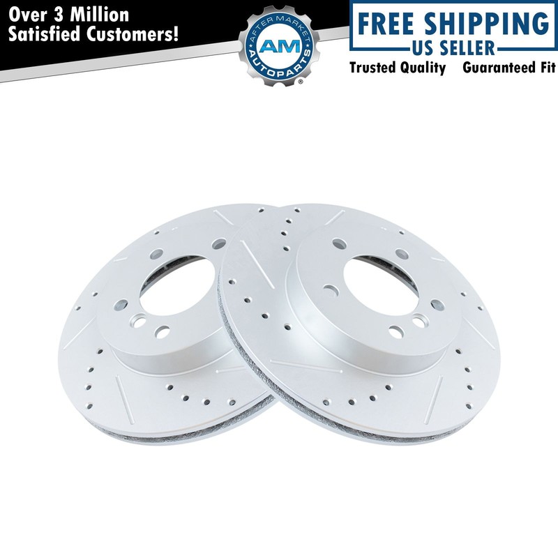 Performance Brake Rotor Drilled Slotted Front G-Coated Pair for BMW