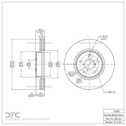 Dynamic Friction Company 600-13035 Disc Brake Rotor gallery