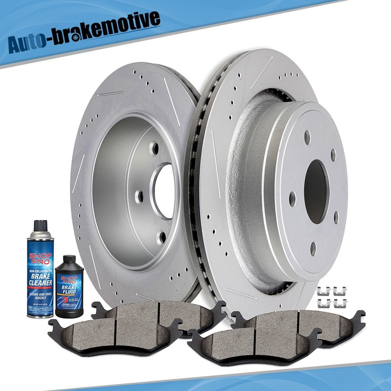 FOR CHRYSLER ASPEN DODGE DURANGO RAM 1500 REAR BRAKE ROTORS AND CERAMIC PADS