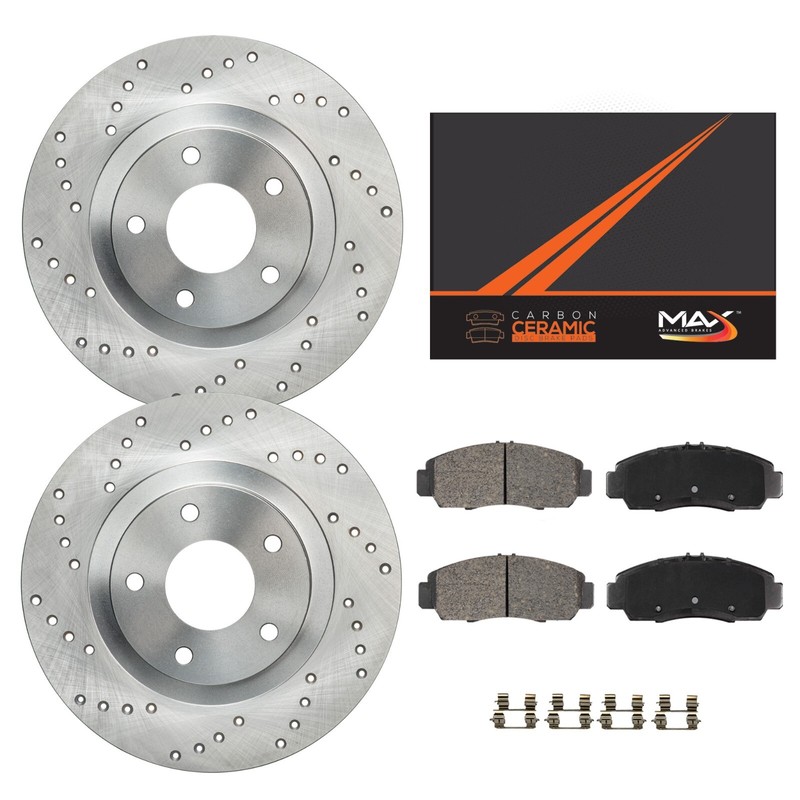Front Drilled Brake Rotors + Pads for 2005-2021 Chrysler 300 Dodge Charger