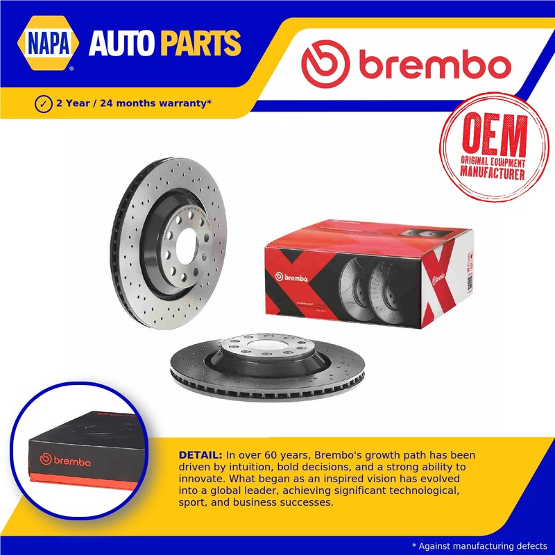 2x Brake Discs Pair Vented fits CUPRA ATECA 2.0 Rear 2018 on 310mm Set Brembo