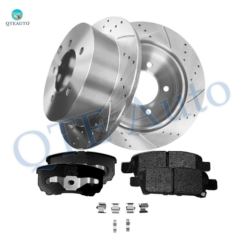 6 Rear 262 Drilled Brake Rotors-Ceramic Brake Pad To 2008-2011 Mitsubishi Lancer