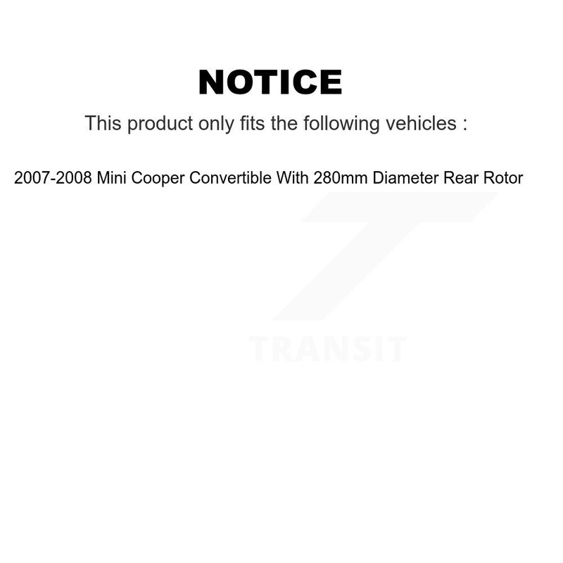 Rear Disc Brake Rotors And Ceramic Pad Kit For 2007-2008 Mini Cooper Convertible gallery