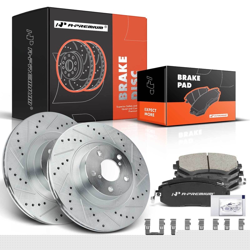 A-Premium Front Drilled Brake Rotors & Ceramic Pads for Subaru Outback 2005-2013