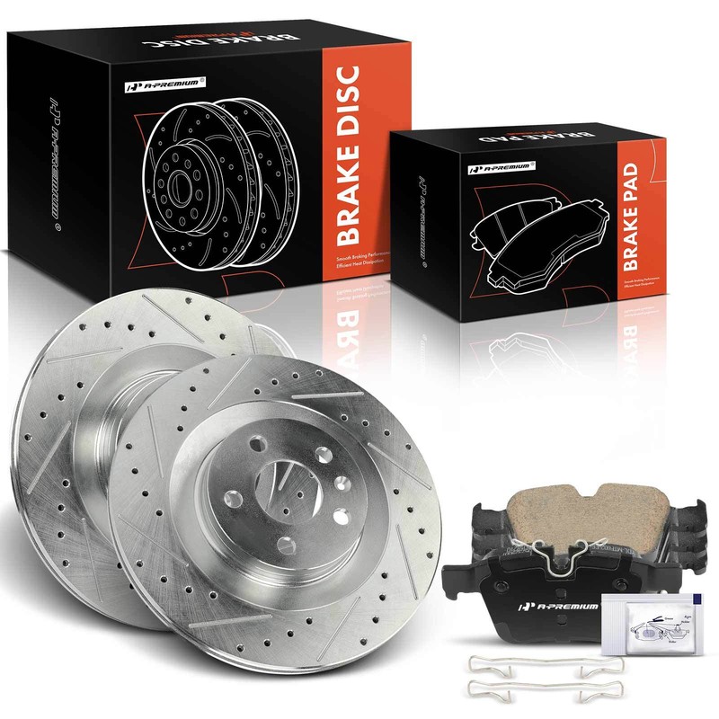 6x Rear Drilled Brake Rotors +Ceramic Brake Pads for Volvo XC90 2016-2019 2.0L gallery