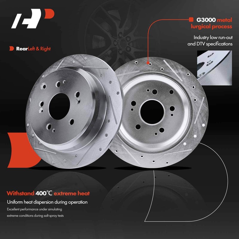 A-Premium Front & Rear Drilled Rotors for Honda Odyssey 2005-2010 Passenger Van gallery
