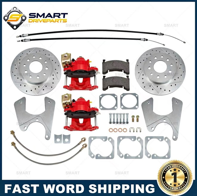 Staggered Rear Disc Brake Kit, For 68-74 GM F/X Body, 10 & 12 Bolt, Red