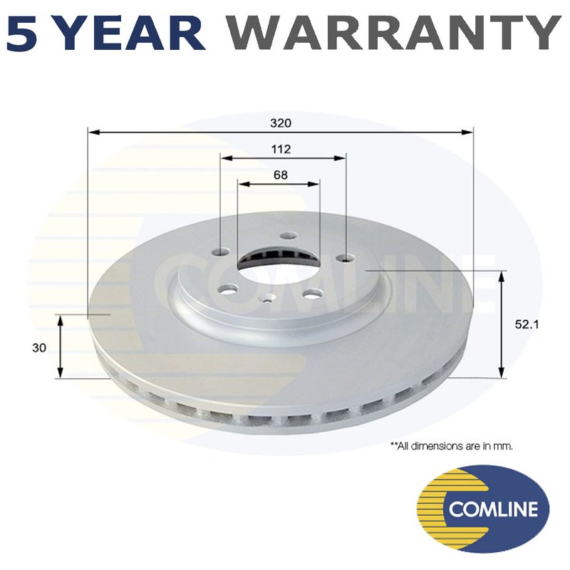 Comline Front Brake Disc Fits Audi A4 2007-2012 A5 2007-2011 Q5 2008-2016 #1