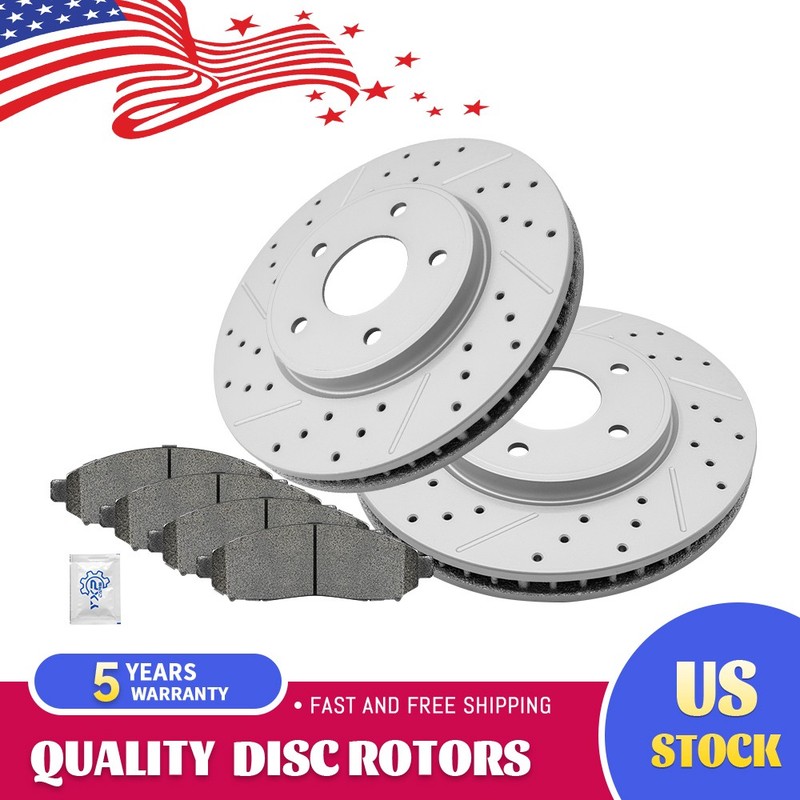 Front Drilled Disc Rotors Ceramic Brake Pads for 2013 2014 – 2021 Nissan NV200