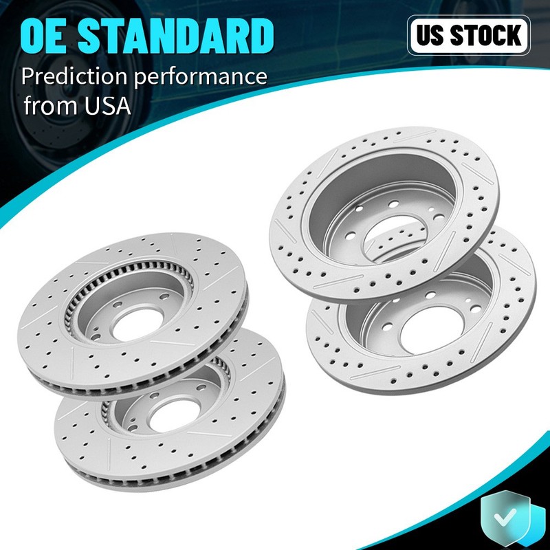 4PCS Front & Rear Drilled Brake Rotors for 2010-2013 Kia Forte Koup Forte5 2.4L