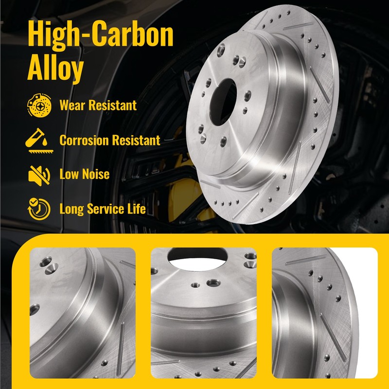 Front & Rear Disc Brake Rotors Ceramic Brake Pads for 2010-2012 Honda CR-V US gallery