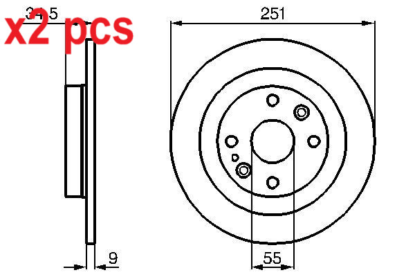 X2 PCS L&R SIDES BRAKE DISC 0986478701