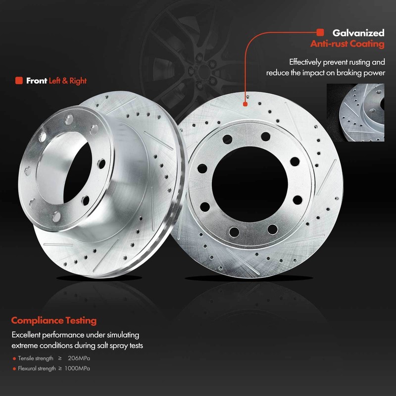 Rear Side Drilled Rotors & Ceramic Brake Pads for Ford F-250 F-350 Super Duty gallery