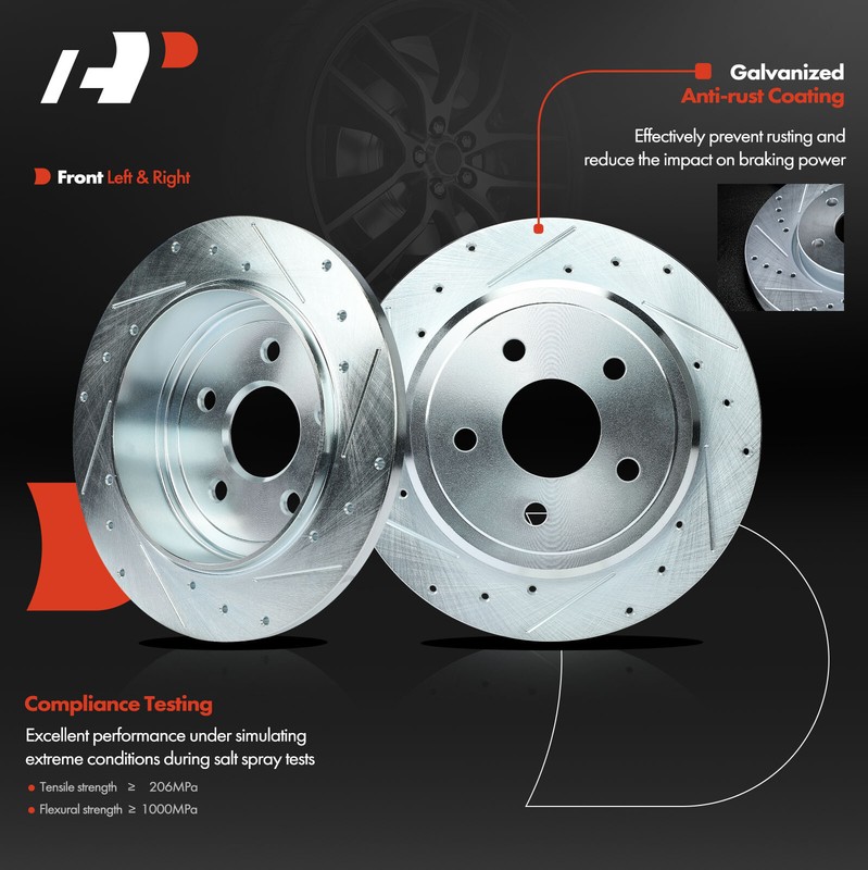 A-Premium Front & Rear Drilled Brake Rotors & Ceramic Pads for Jeep WK GrandChe gallery