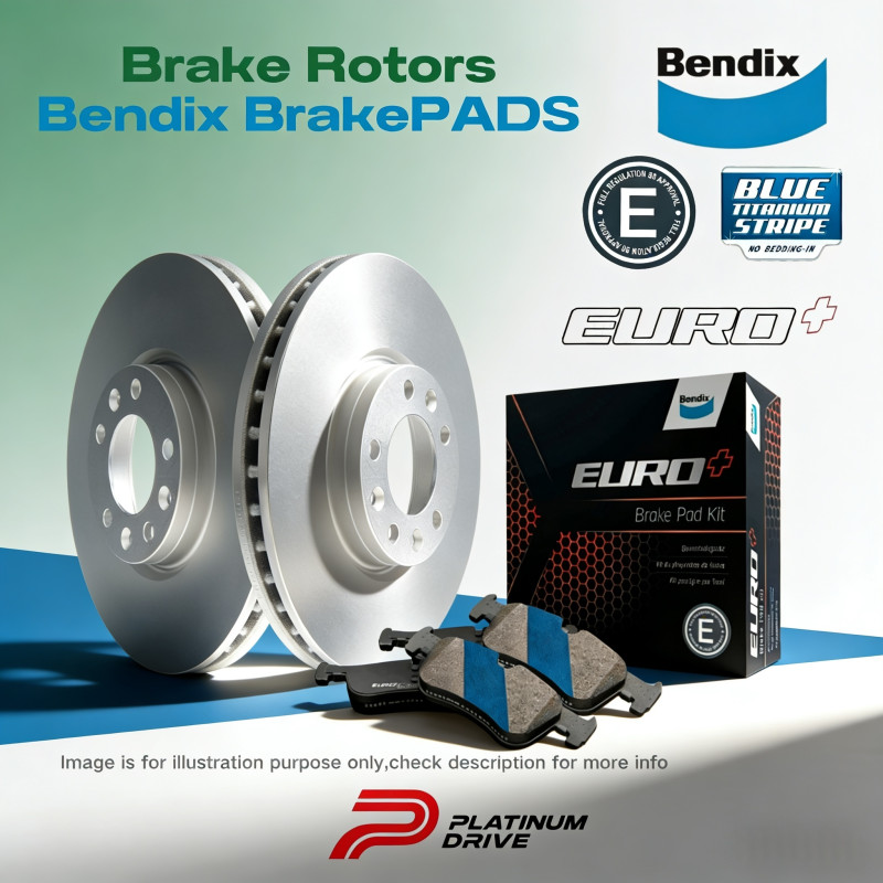 1 Pair Rear Disc Rotors+Bendix EURO+Brake Pads for VW Eos 1F7 1F8 08-14 253mm