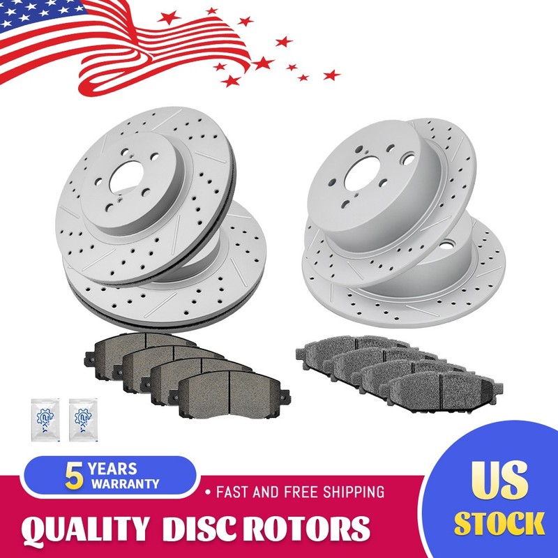 Front Rear Drilled Slotted Rotors Ceramics Pads for Subaru Impreza Crosstrek