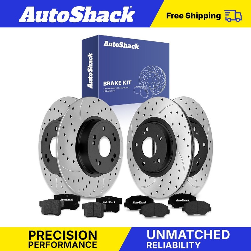 Front Rear Drilled Slotted Brake Rotors Ceramic Pads for Honda, Civic 2015