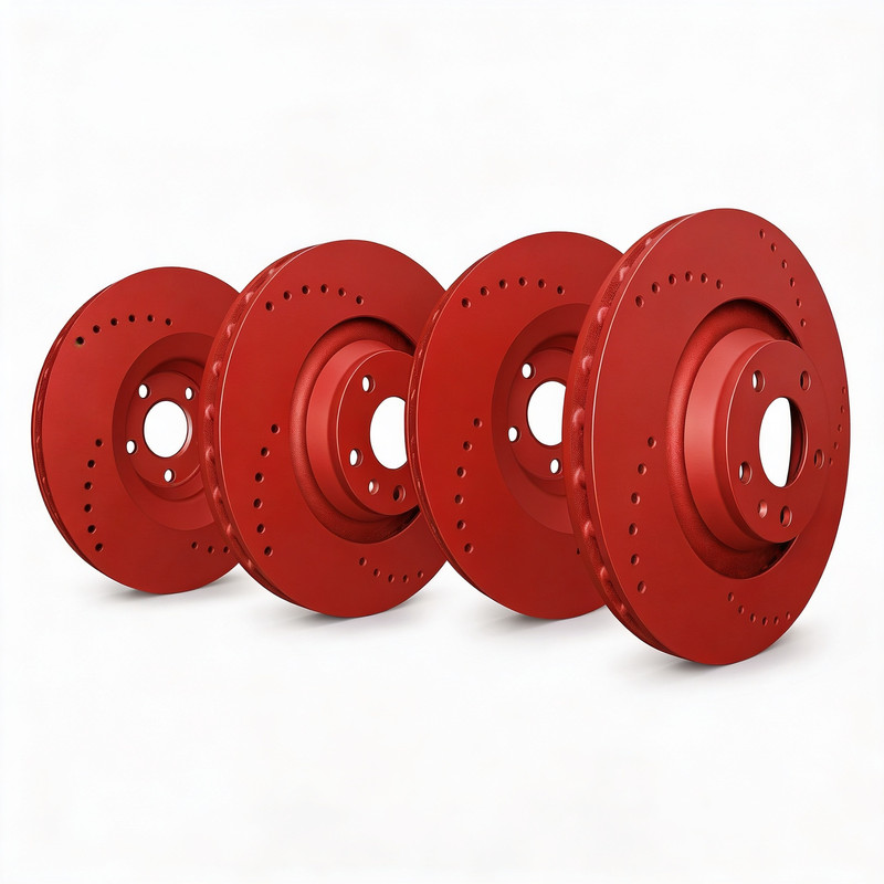 SP Performance KT-FRR-C-R-001936 Drilled Red Zinc Rotors 14-20 BMW 3/4-Series