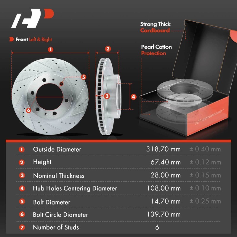 A-Premium Front and Rear Drilled Brake Rotors & Ceramic Pads for Toyota 4Runner gallery